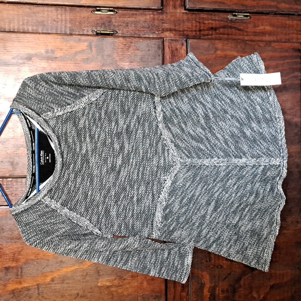 Calvin Klein Performance Quick Dry Black and White Tweed Top Size M